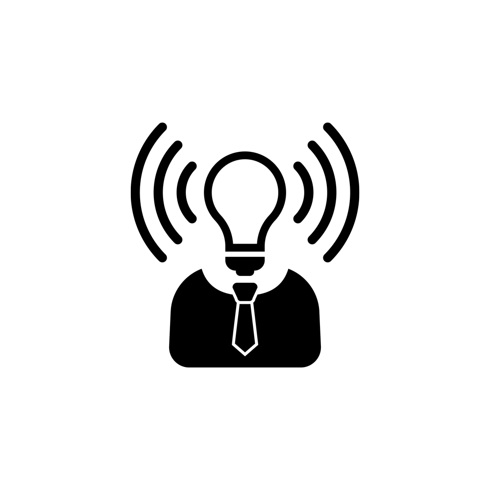 Icon of a person with a bright lightbulb head
